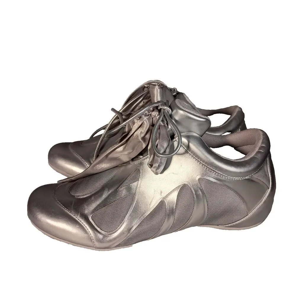 JW PEI Flavia Ballerina Sneakers Silver Metallic Women’s 9 Low Top Shoes